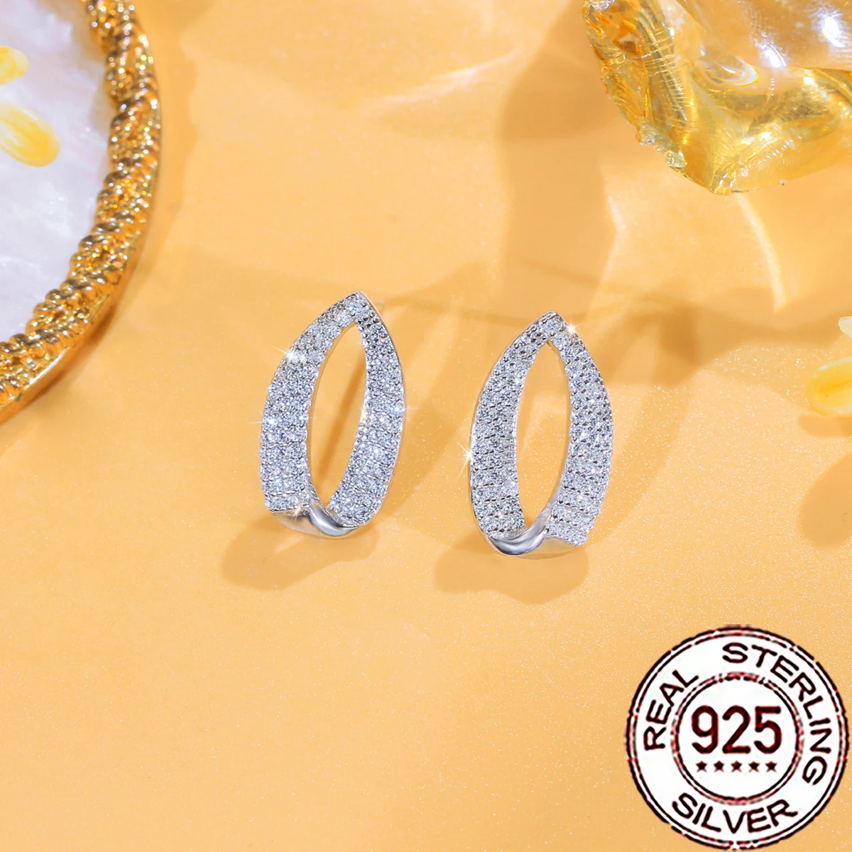 QooLady Fashion 925 Sterling Silver Cubic Zirconia Paved Water Drop Stud Earrings for Women Engagement Party Fine Jewelry SE149 3