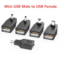 90 Degree Left&Right Angle 5 Pin Mini USB Male to USB Female Connector Charge Transfer data Sync OTG Adapter for Tablets Phones