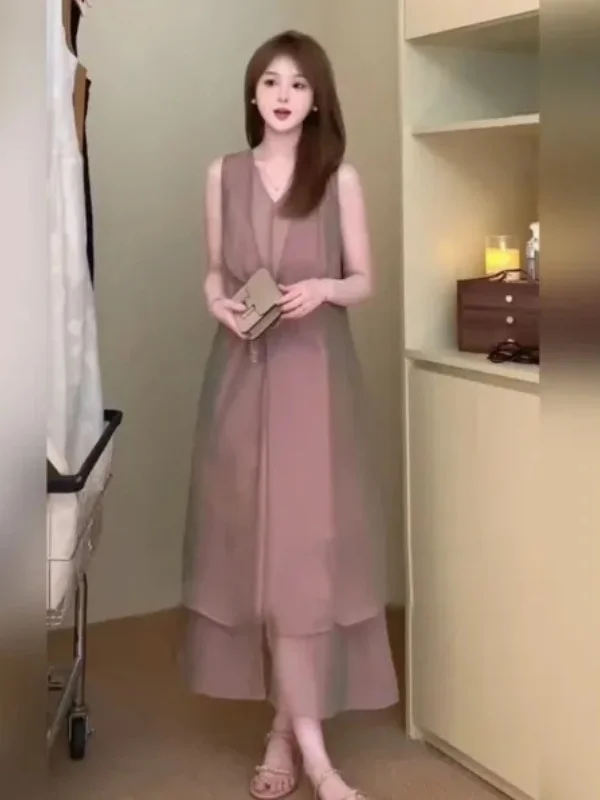 Korean Sle Vaion Long Dr Commute High Waist A-Line Skirt Women's Dr Summer Season Casual Streetwear