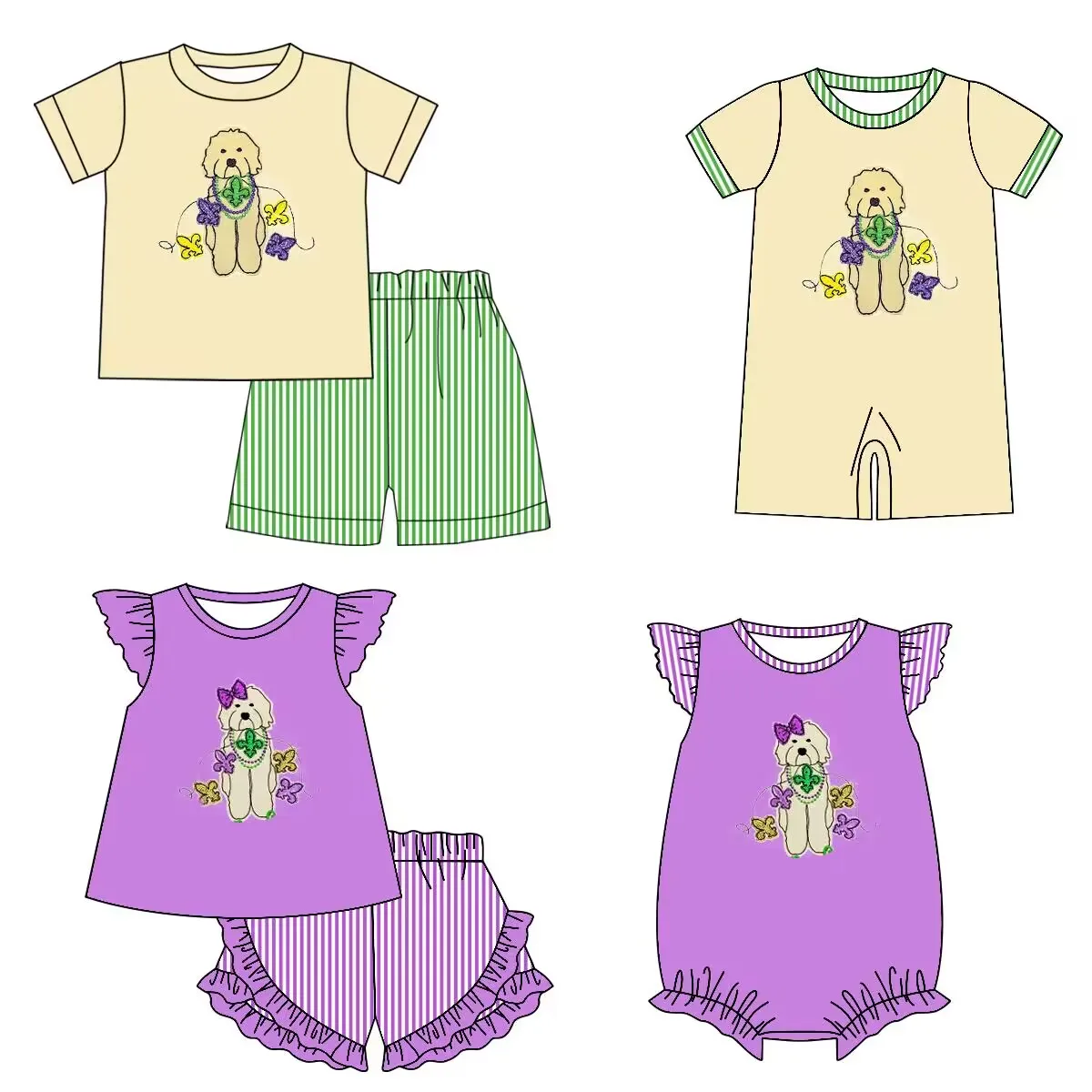 Children's Holiday Outfits Boutique St. Patrick Clothing Boys Clothing Girls Clothing Summer Milk Silk Dog Print