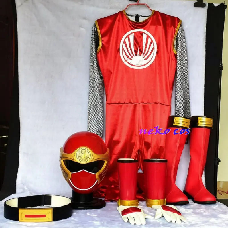 

nekocos Ninpu Sentai Hurricaneger Hurricane Red fullset bodysuit mask belt gloves armcover shoes Cosplay Costume Custom Size