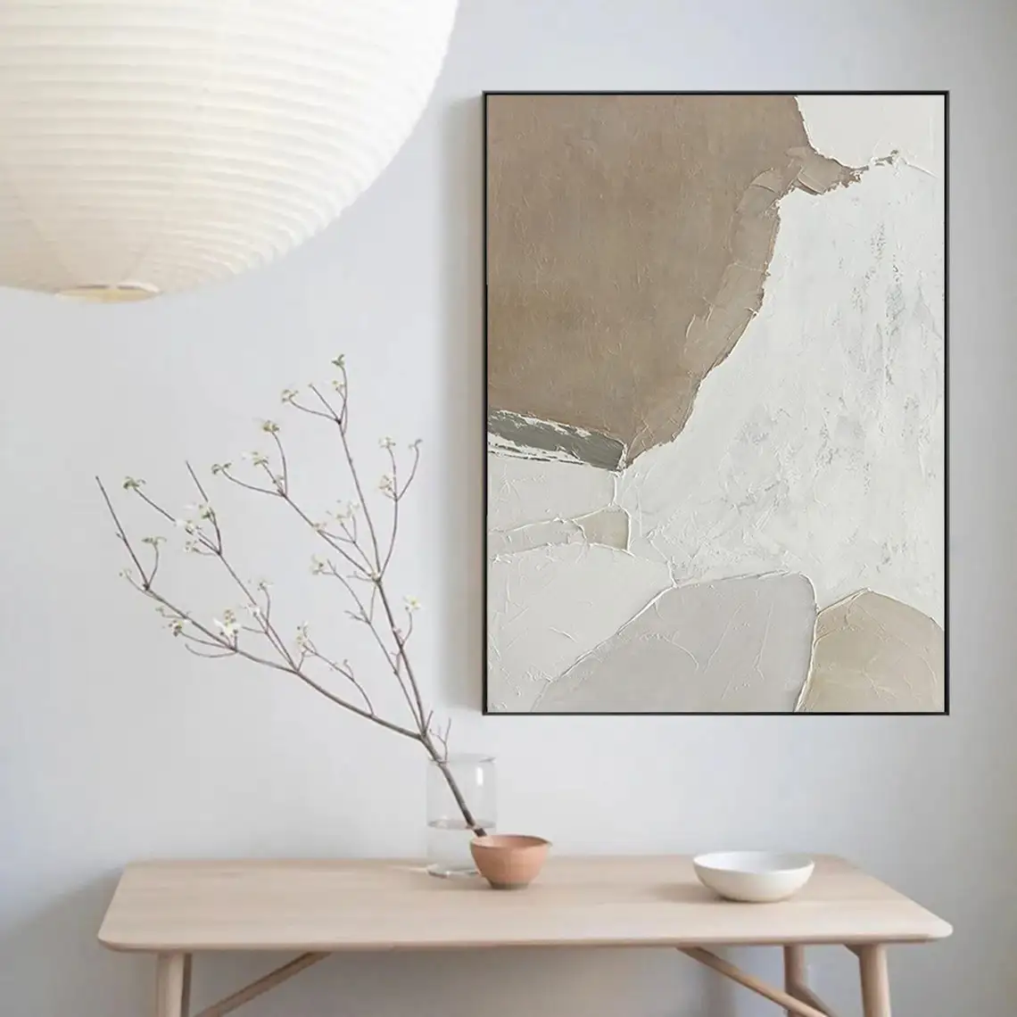 Hand Painted Abstract Painting On Canvas Minimalist Painting 3D Texture Modern Art Large Wall Art Wabi Sabi Home Decor Beige Art