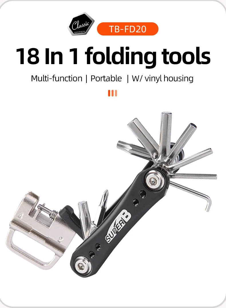 Super B 18 in 1 Mini Fahrrad Multi tool Fahrrad Reparatur Multifunktion werkzeuge 1/2/2/3/4/5/6/8mm Inbus schlüssel Ketten werkzeug langlebig – Detail 1