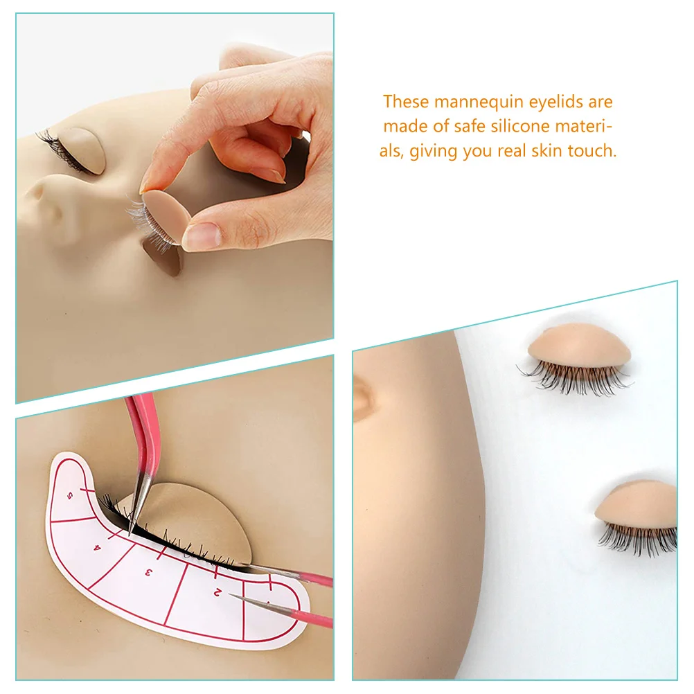 3 أزواج من الجفون البديلة المصنوعة من السيليكون، جفون رموش واقعية قابلة للإزالة لتدريب مكياج تمديد الرموش #1