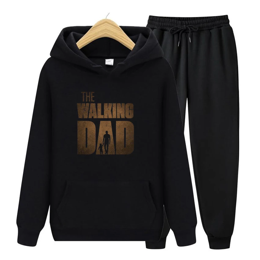 Men's And Women's Long Sleeves The Walking Dad Hooded Set Sweatshirt Fleece Warm Hoodies Set Tracksuit Casual Hoody