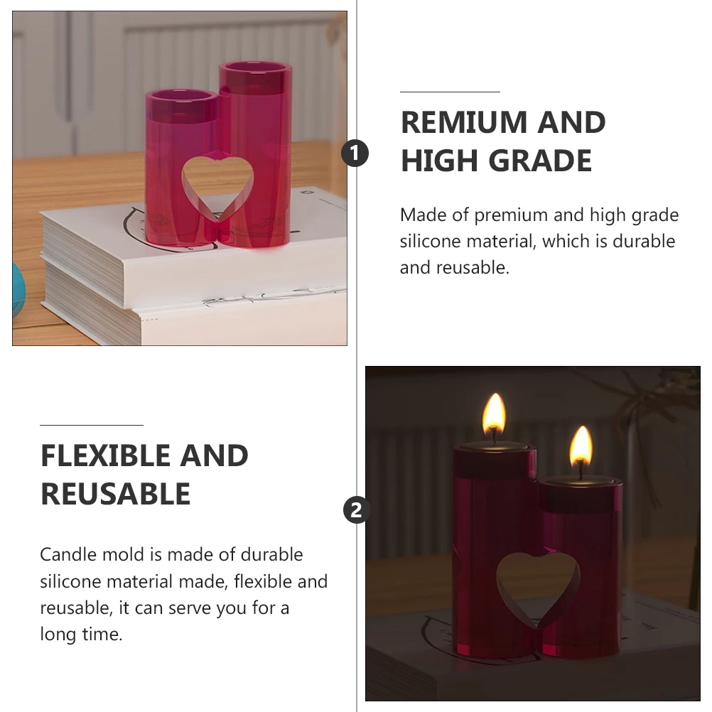 

2Pcs Heart Molds Silicone Flexible DIY Making Mold Wax Mold for Handmade Scented Candles Molds Silicone