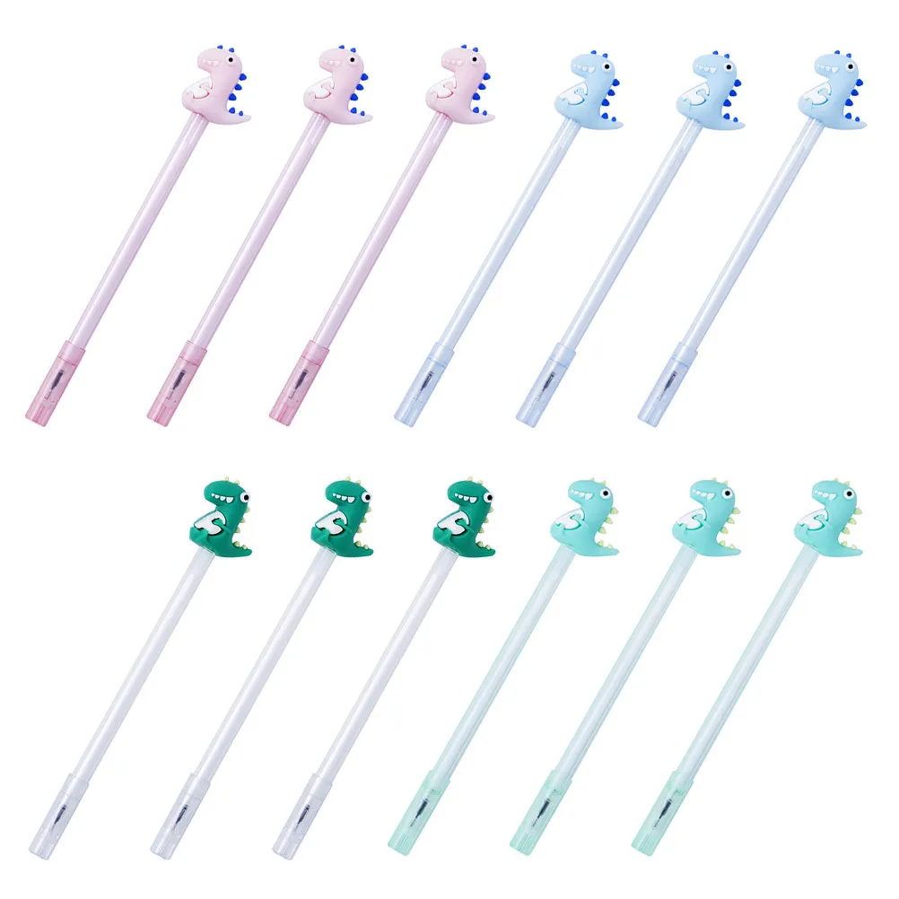 

Набор из 12 гелевых ручек с гладким письмом, средним и тонким наконечником, для студентов, офиса, школы, милые ручки с динозаврами в стиле каваи