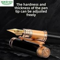 Hero 1086 Clip de oro negro brillante, bolígrafo de oro de iridio, conjunto con caja de regalo, regalo de oficina de negocios, práctica de pluma de caligrafía para estudiantes adultos