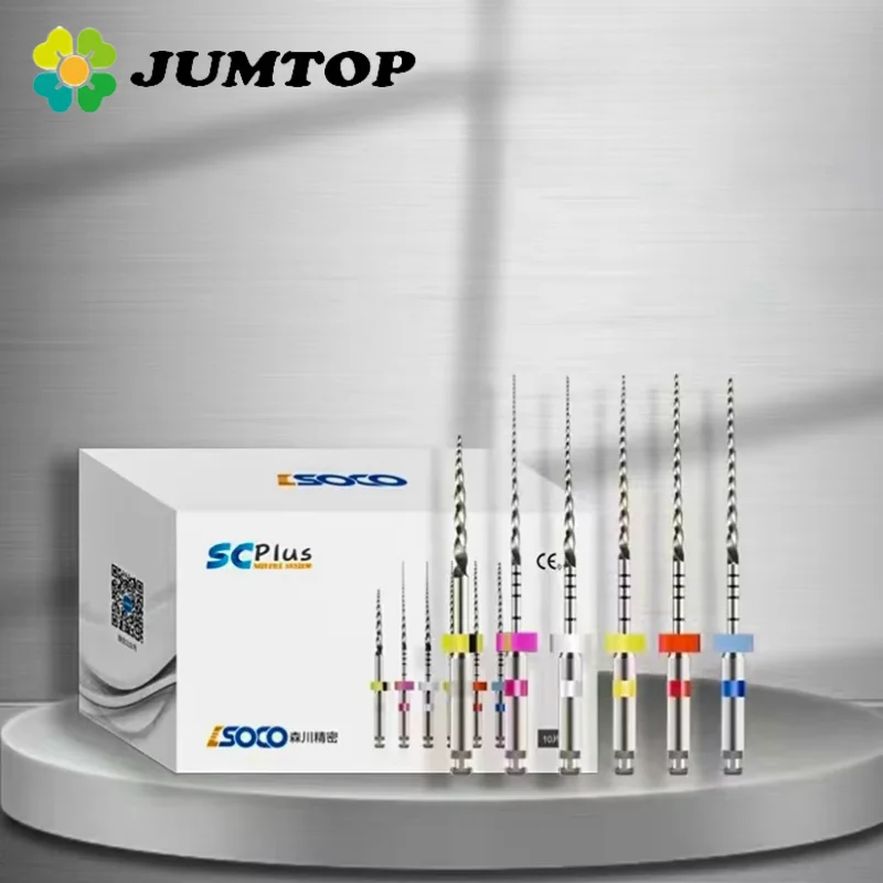 JUMTOP 6Pcs Dental Files SOCO Plus Root Canal Taper Endodontic File Heat Activated Rotary Files Flexible Dentist Materials
