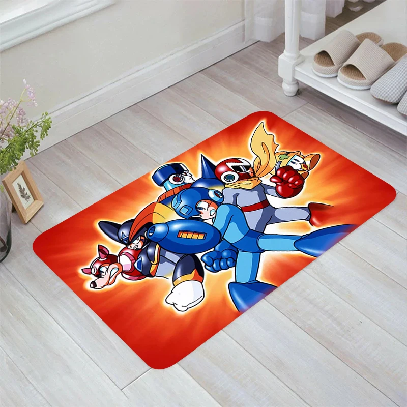 Rockman Game Mega Man Floor Mat Room Mats Doormat Entrance Door Kitchen Rug Balcony Home Carpets Rugs Foot Carpet Bathroom Bath