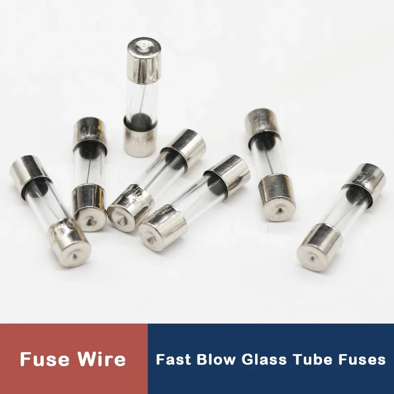 Glass Tube Fuse 5x20MM 0.1A 0.2A 0.5A 1A 2A 3A 4A 5A 6A 8A 10A 12A 15A 20A 30A 25A 250V Fast Blow Fuses Fusibles 50/100Pcs