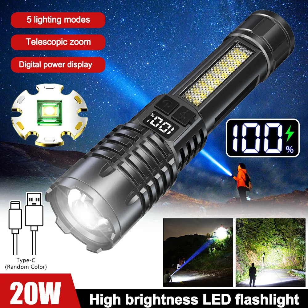 

Most Powerful LED Flashlight USB Rechargeable Torch Light High Power Flashlight Tactical Lantern Long Shot Hand Lamp For Camping