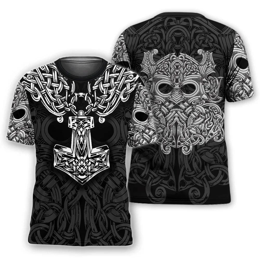 Viking Myth Valhalla Totem T-shirts 3D Print Men\'s Personality Streetwear O-Neck Y2k Summer Fashion Cool Tattoo Unisex Clothing