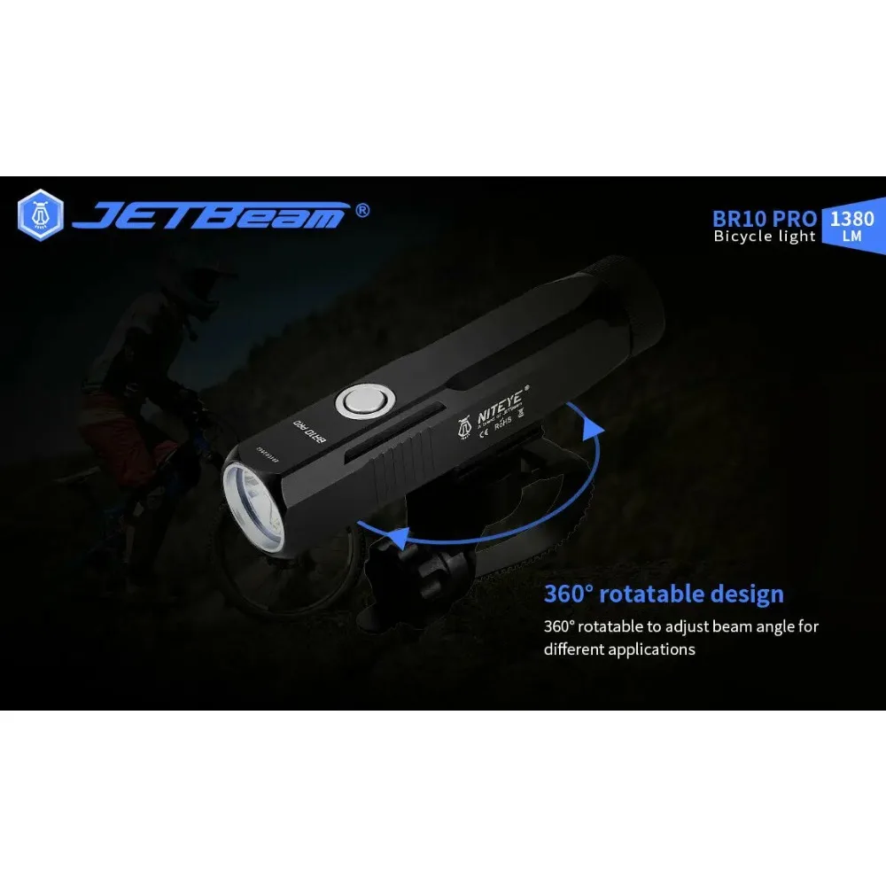 JetBeam BR10 PRO Type-C Rechargeable Bicycle Lighting Bike Light 1380Lumen Cycling Light With 5100mAh Battery