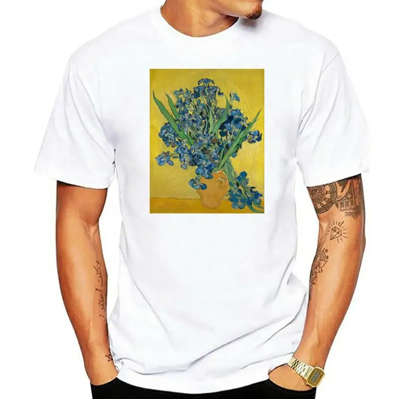 Vincent Van Gogh T-Shirt - Irises Full Colour Print Fine Art Painting Cotton Street Plus Size Tee Shirt