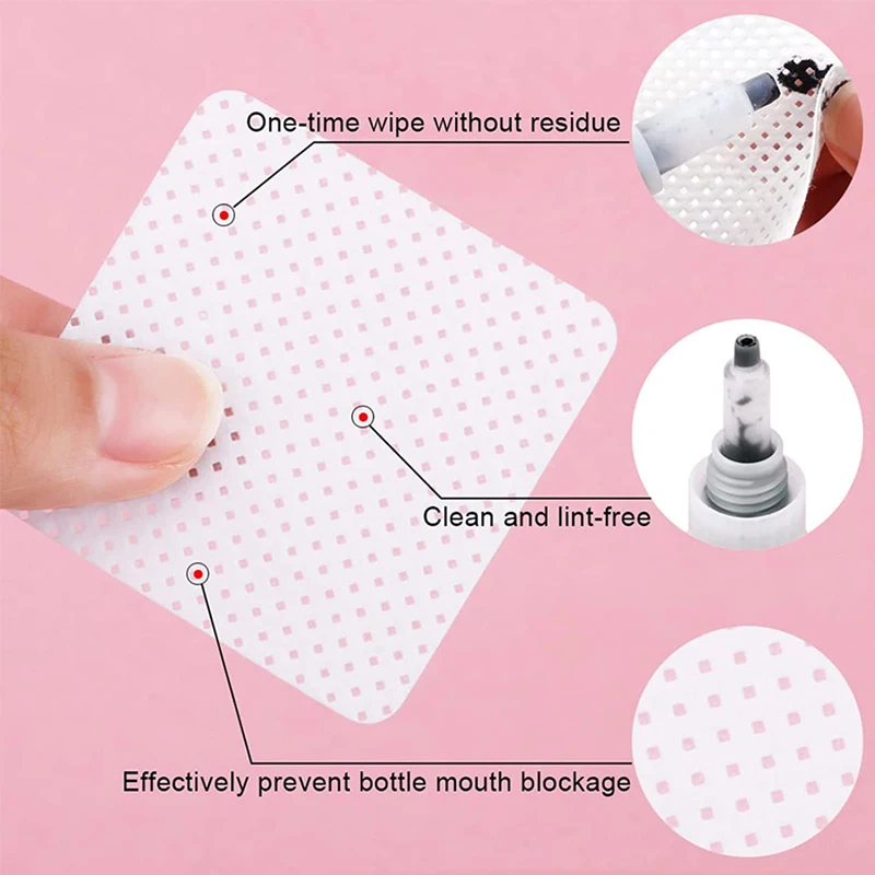 1000Pcs/Pack Lint Free Nail Polish Remover Pads Soft Cotton Pink White Napkins Absorbable Glue Powder Cleaning Wipes Manicure