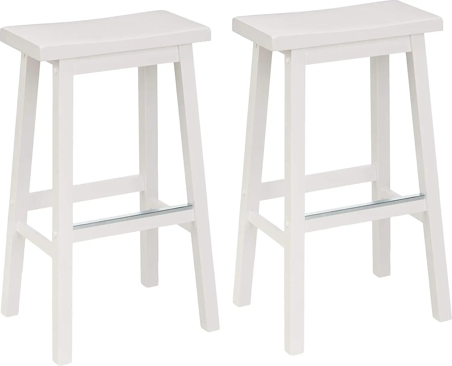 

Solid Wood Kitchen Barstool with Footrest, Easy Assembly - 29-Inch Height, White, Set of 2
