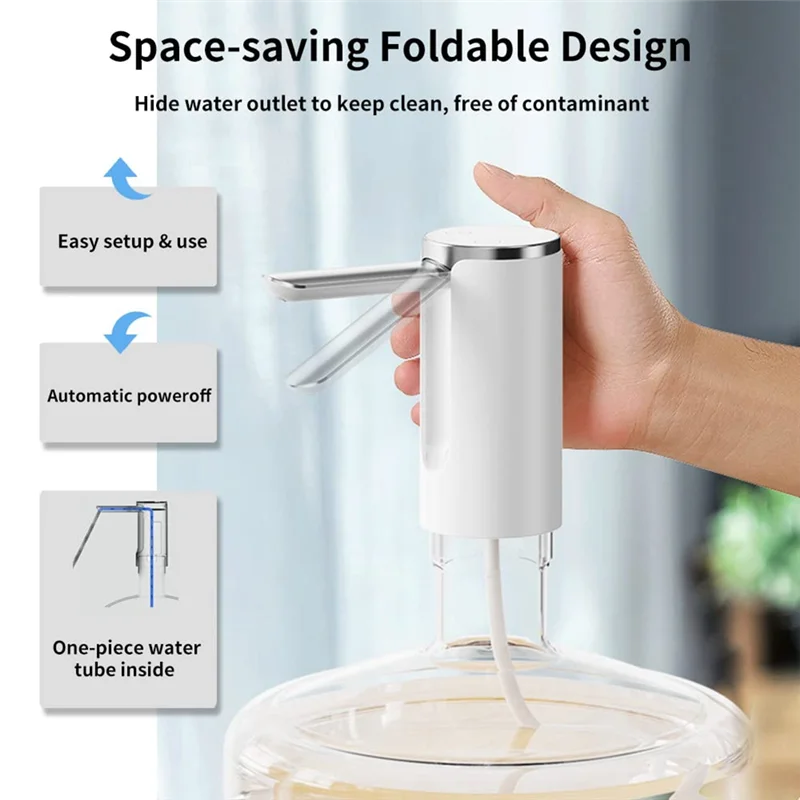 Distribuidor de garrafa de água de mesa de dupla finalidade com medidas automáticas, bomba de garrafa de água elétrica portátil dobrável
