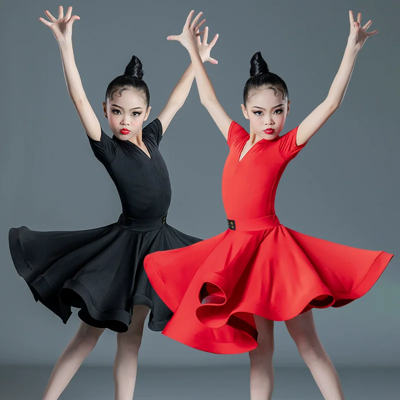 Леопардовые платья для латинских танцев из спандекса для девочек, танцевальное платье для бальных танцев, румбы, самбы, ча-ча, танго, детская одежда для латинских танцев, детская одежда