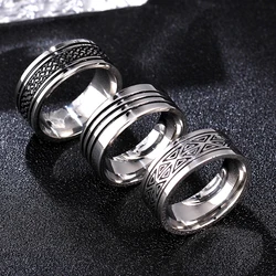 8MM Titanium Rings for Men and Women Birthday Gift triangular pattern discredit Ring