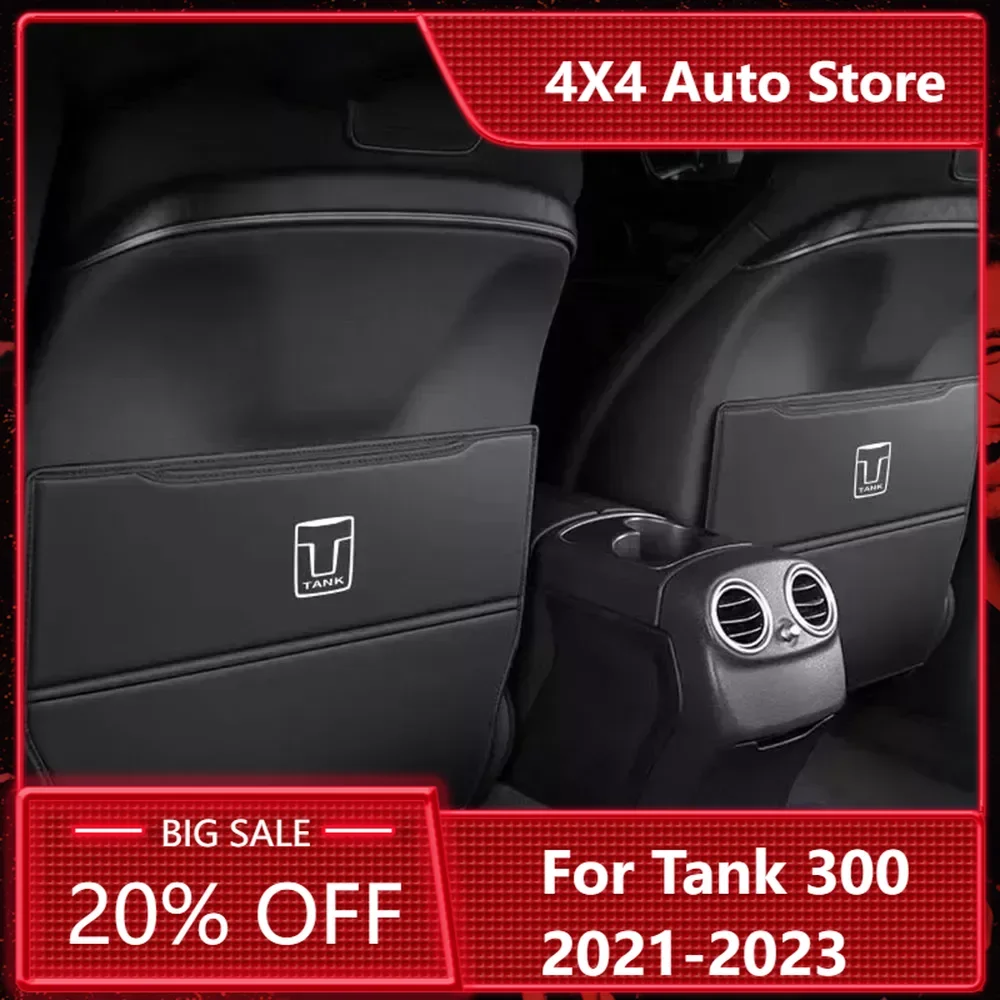 

New！For WEY GWM Tank 300 500 2PCS Car Seat Back Anti Kick Protect Pad Leather Auto Accessories 2022 2023