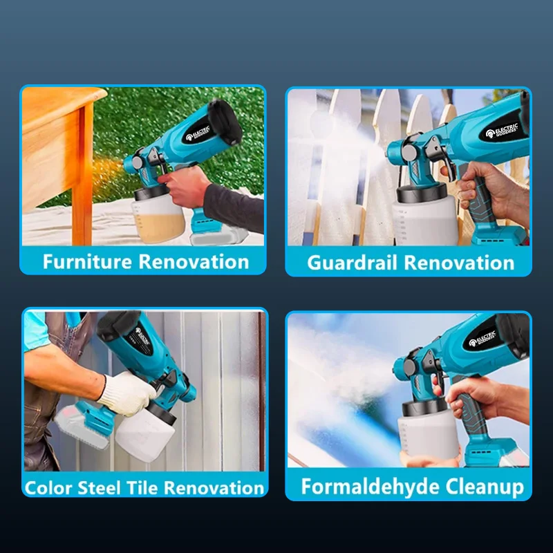 Electric Goddess Cordless Paint Sprayer Gun for Wood Fence Furniture Cabinets Walls Fit Makita 18v Battery (without Battery)