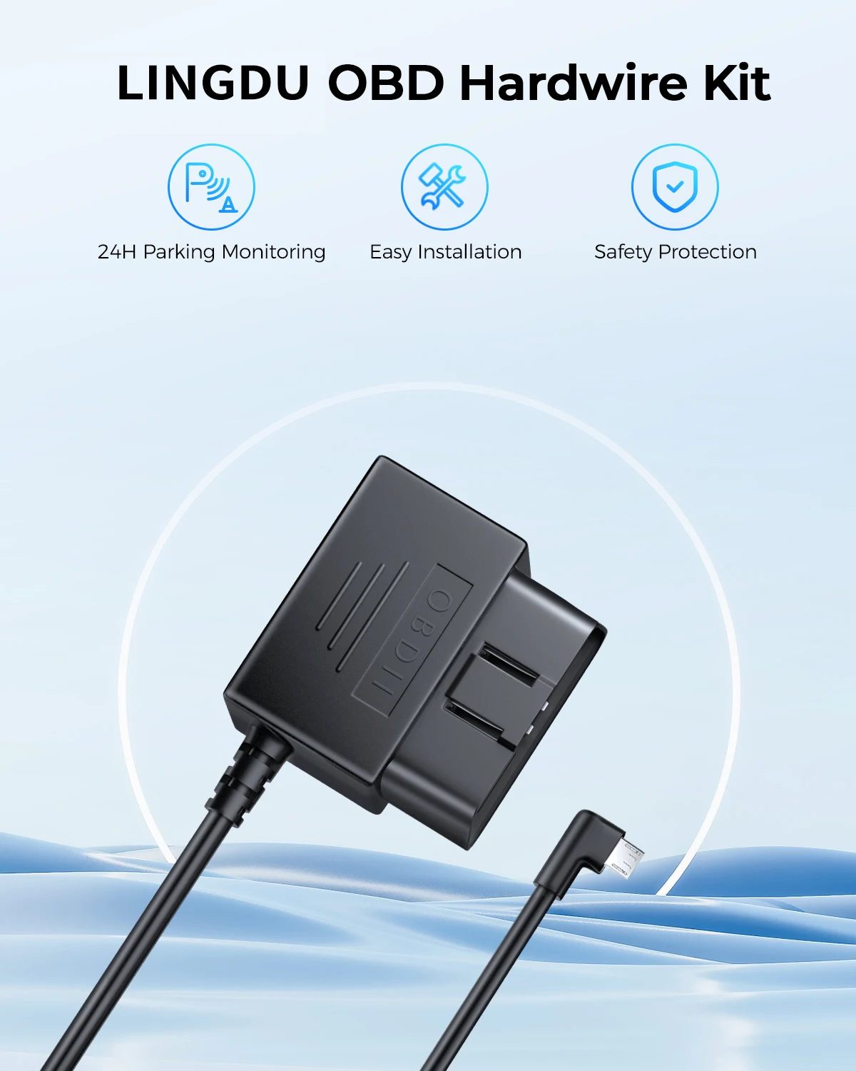 LINGDU OBD Hardwire Kit Type C Port/Micro USB Port/Mini USB for LINGDU D500 LD06 Car Dash Cam Cable Charger 24H Parking Monitor