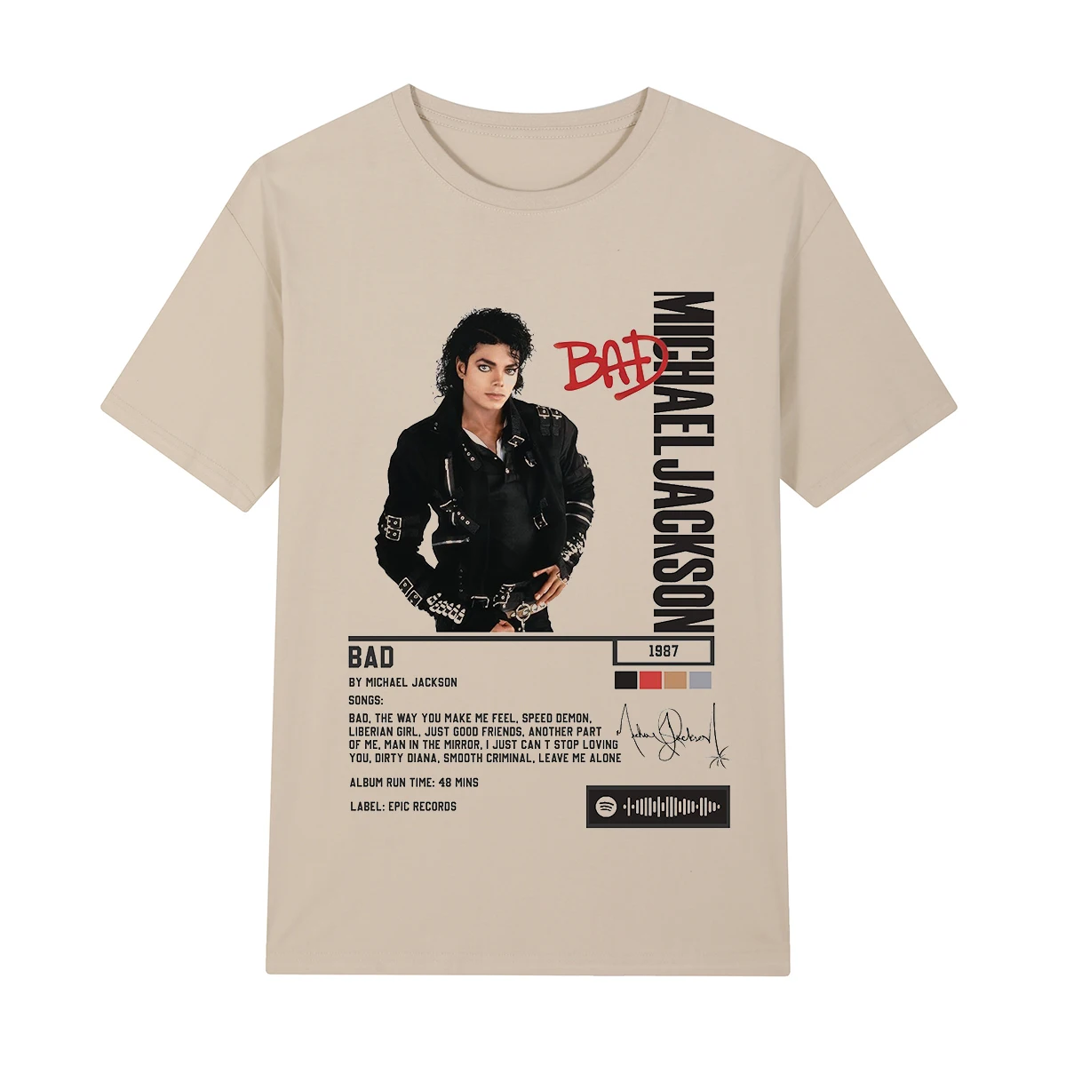 Singer Michael Jackson Bad Album Vintage T-shirt King Of Pop Streetwear Casual Cotton Men T Shirt New Tee Tshirt Womens Tops