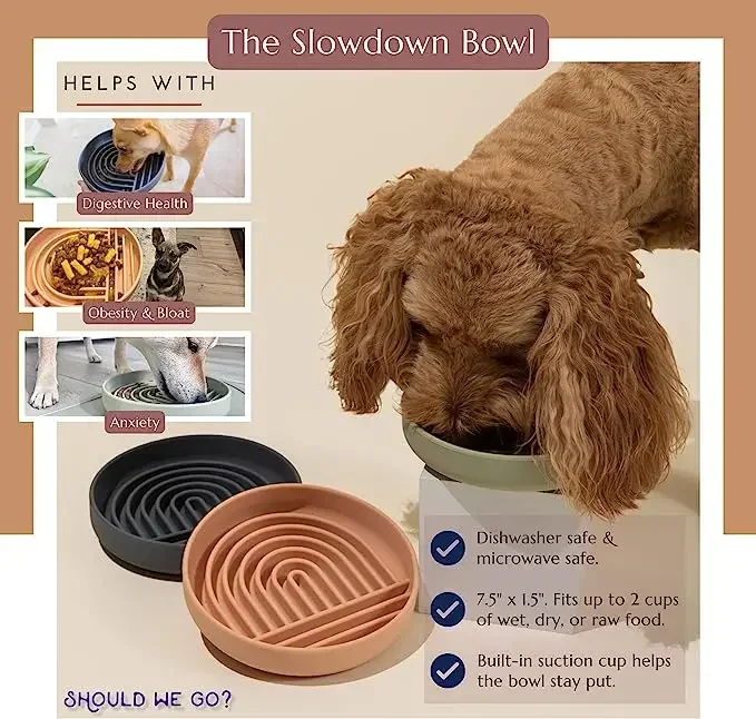 Pet Supplies Slow Food  Bowl Cat Anti-Knockover Anti-Slip Food Bowl Puppy Anti-choking Silicone Toy Food Plate Pet Supplies