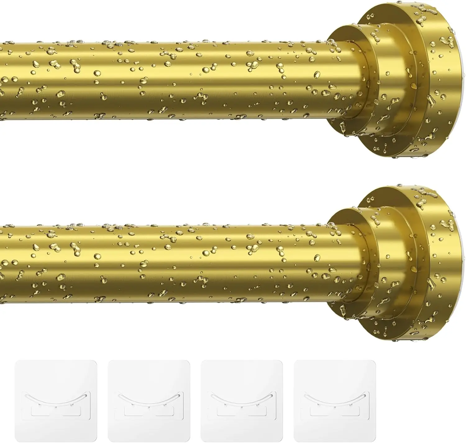 

Комплект из 2 золотых карнизов для душевой занавески, 32-83 дюйма (2.6-6.9 футов), регулируемый пружинный карниз без сверления, с 2 бесплатными противоскользящими держателями