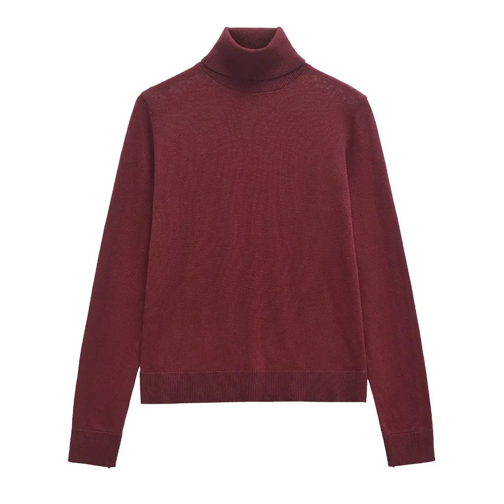 

European And American Fashion High Collar Long Sleeve Knitted Sweater Basic Winter Top for Women G866397