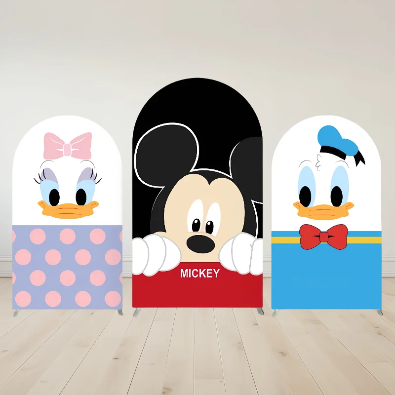 

Hasbro Donald Duck Mickey Mouse Arch Cover Birthday Party Photo Backdrop Background Photography Baby Shower Props Photographic