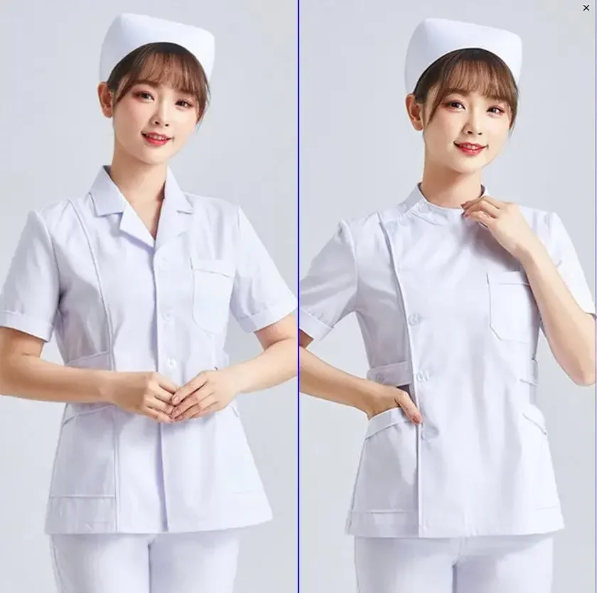 White Short Sleeve Scrubs Uniforms Women Pet Grooming Clinic Nursing Clothes Workwear Nurse Scrub Work Pink Medical Uniform