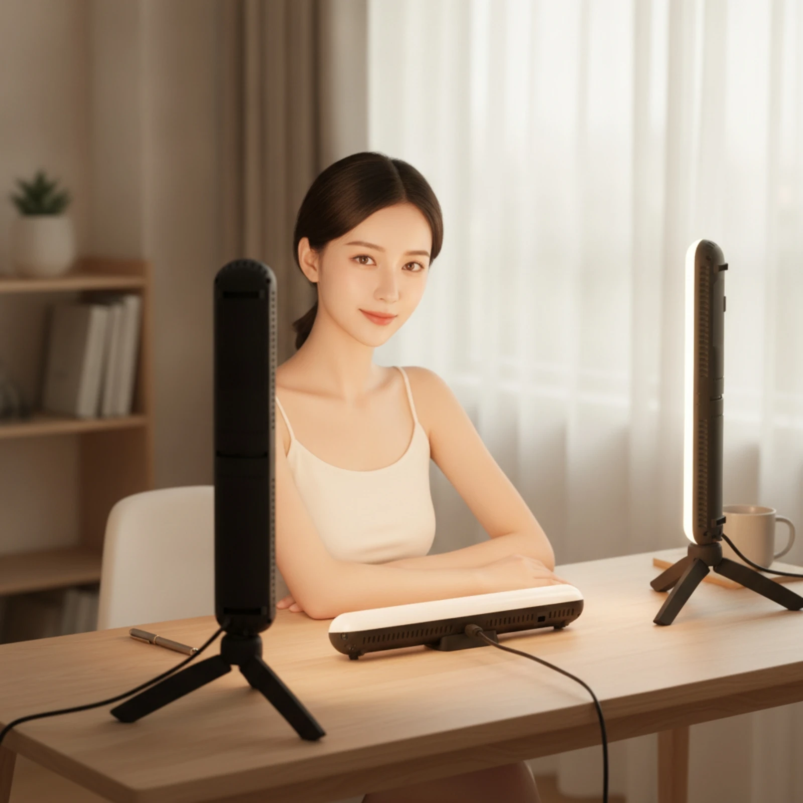 3 Pieces LED Neck Light Adjustable Brightness Neck Light with Tripod Stand Lighting Kit Three-Color for Vloggers, Live-Stream