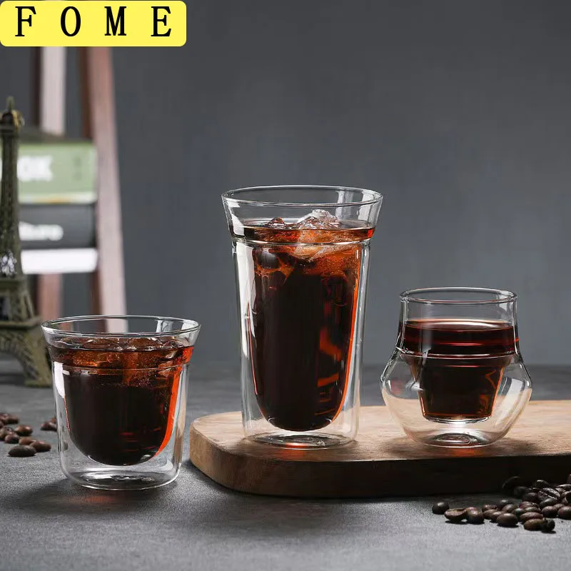 

FOME 1/2pcs Double-walled Glass Coffee Cup Clear Insulated Espresso Cups Heatresist Milk Teacup Brandy Wine Drinking Glasses