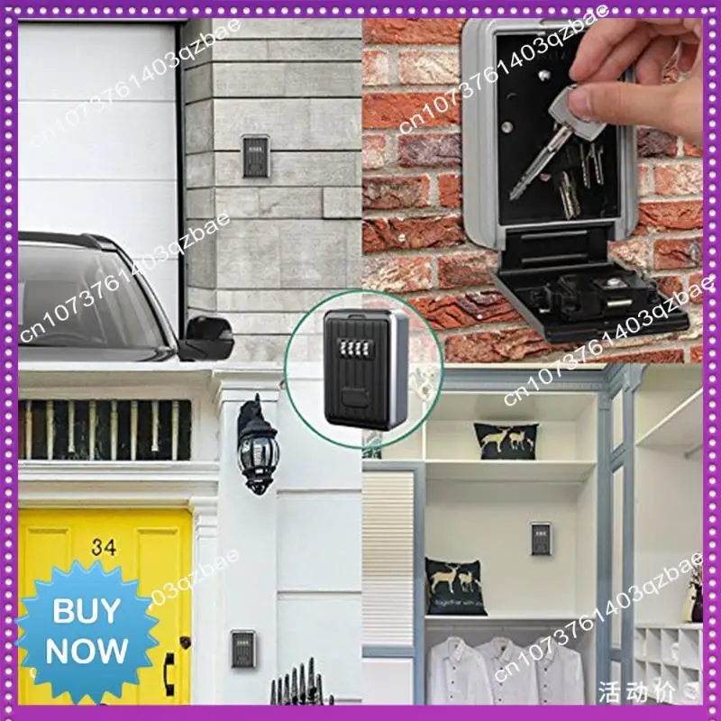 Hot Ltem Lock Box 4 Digit Combination Waterproof Box Aluminum Alloy Weather Resistant Key Hider With Resettable Code Key Storage