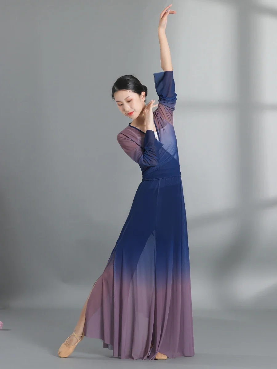 Abbigliamento da pratica di danza classica orientale femminile stile nazionale cinese Hanfu Yangko abbigliamento da palcoscenico elegante Costume da ballo Hanfu