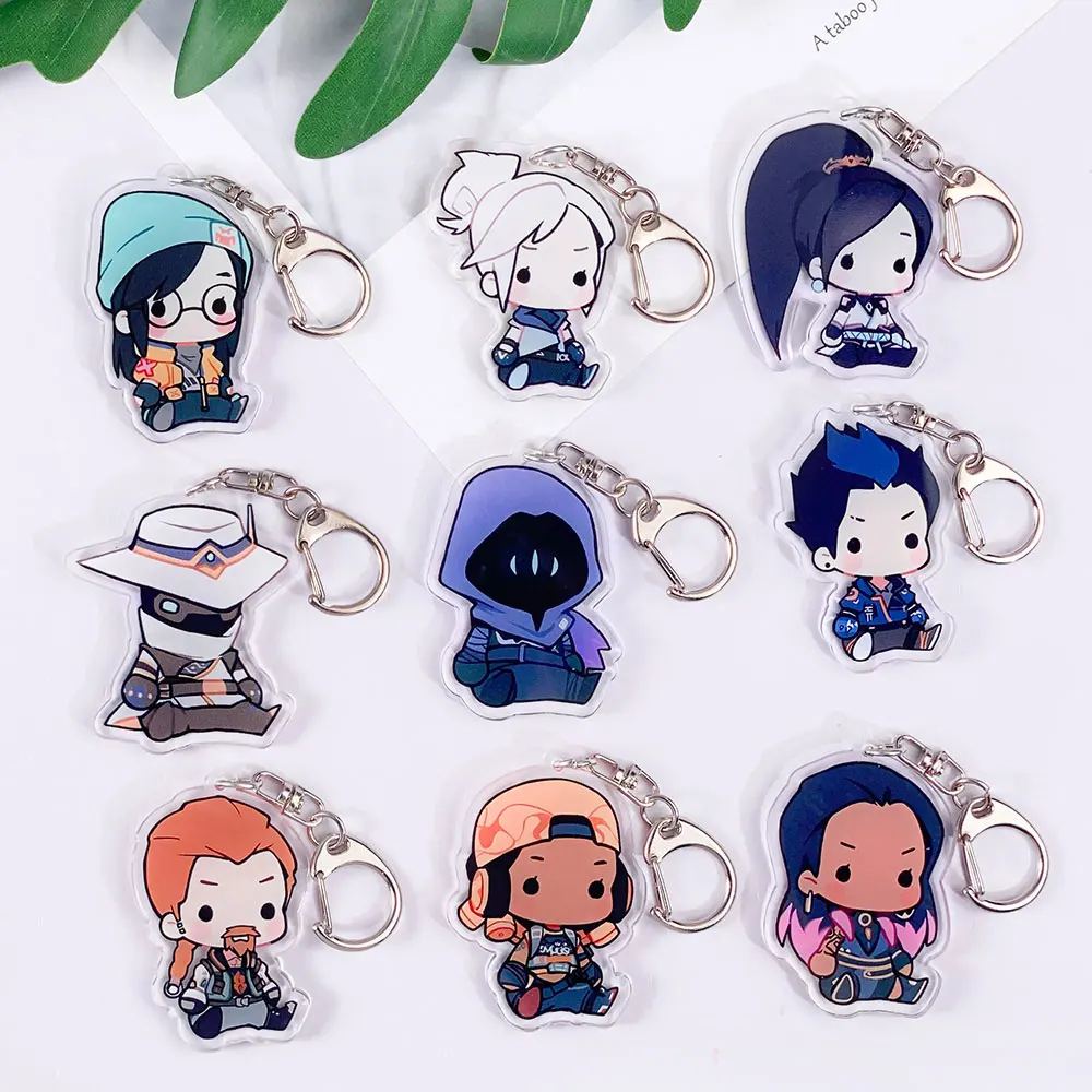 1/17 Piezas Llavero de Acrílico de VALORANT con Diseño de Dibujos Animados, Accesorios para Coche, Bonito Colgante para Mochila, Divertido Anillo para Llaves, Regalos para Amigos