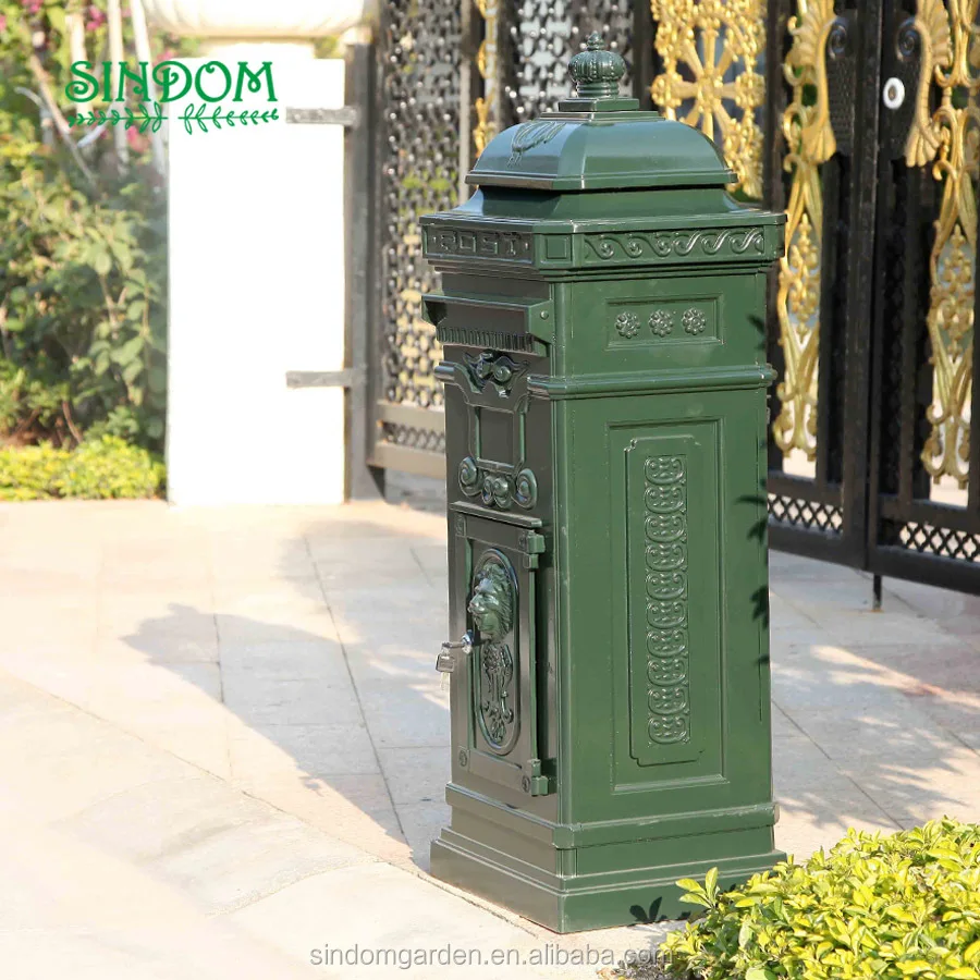 Traditiona Post Mailbox Hot Sale Cast Aluminum High Quality Standing Garden Weatherproof Antique