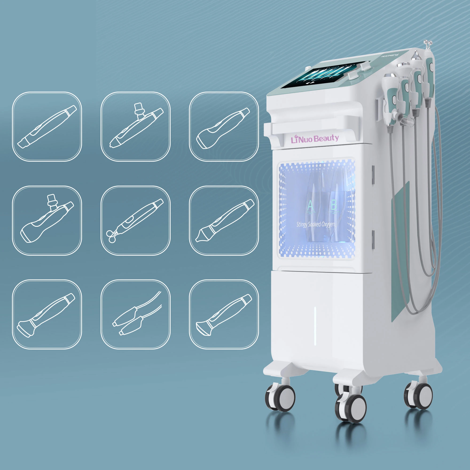 9 in 1 Water Dermabrasion Facial Skin Aqua Peel Oxygen Bubble Jet Peeling Face Care Machine for Salon