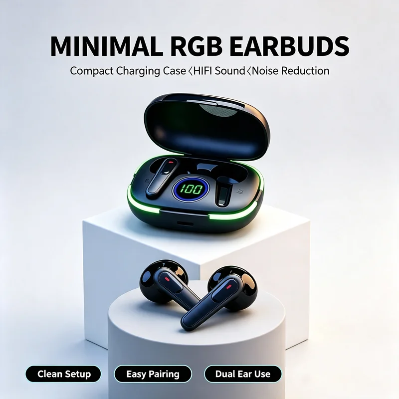 TWS Fone Bluetooth 5.3 Earphones Wireless Headphones HiFi Stereo Headset with Mic LED Display Sports Earbuds for smartphones