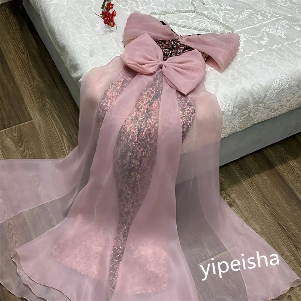 Customized Elegant Sparkle Off-the-shoulder A-line Evening Dress Formal Ocassion Gown Satin vestidos de fiesta