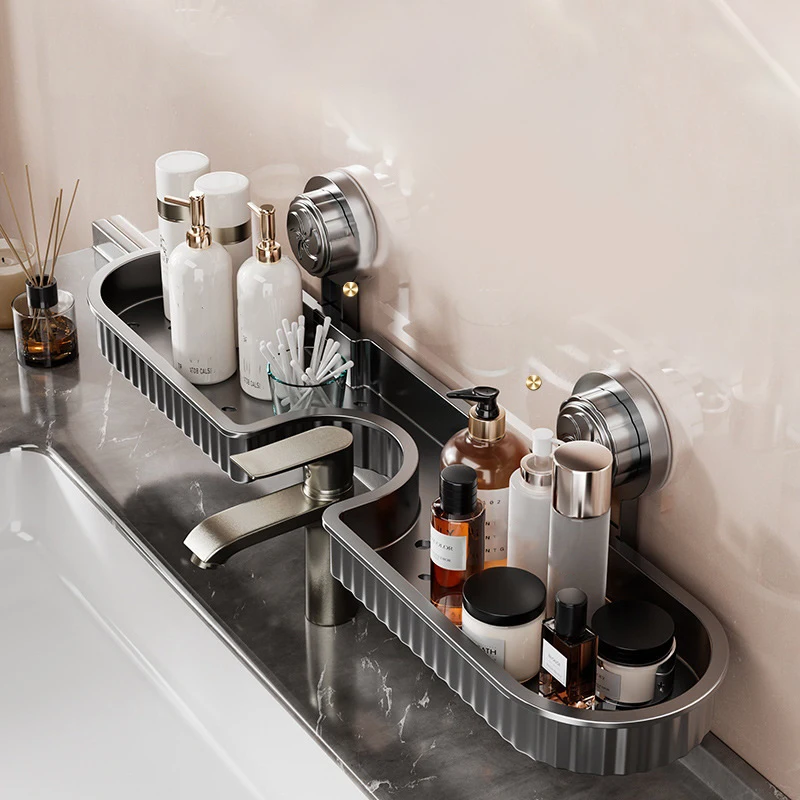 رف حوض كوب الشفط المنزلي بدون حفر، منظم تصريف الصنبور المثبت على الحائط، نماذج عالمية، قطعة واحدة