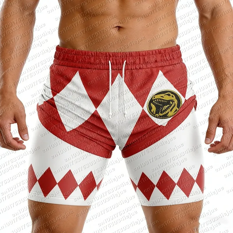 Shorts de performance 2-en-1 double couche pour hommes Periphery Power Rangers 2026 – Séchage rapide, confortables et légers pour l'été et la plage