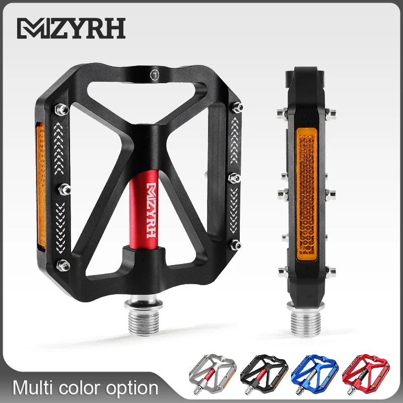 MZYRH F17 Reflective Bike Pedal 3 Bearings Non-Slip MTB Pedals Aluminum Alloy Flat Applicable Waterproof Bicycle Accessories