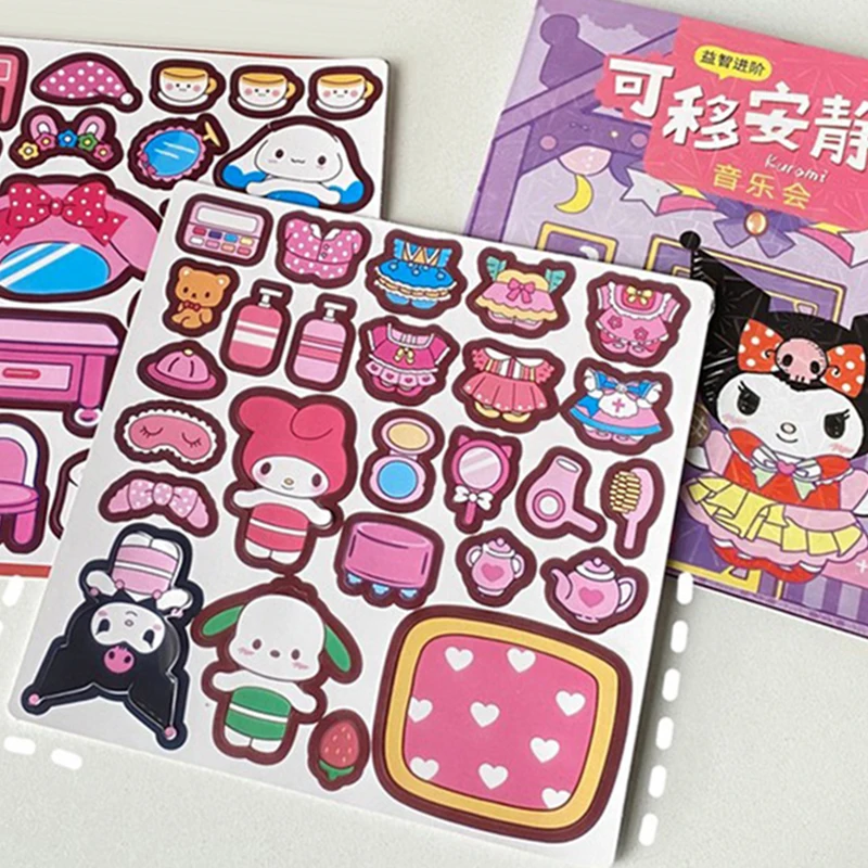 Creative Sanrio Kuromi My Melody Bubble Sticker Book Kawaii Quiet Book 3d Bubble Scene Sticker Book Girls Handmade Gift Toys