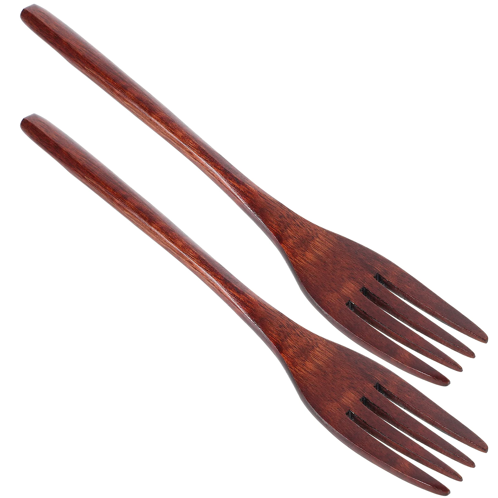 2 Pcs Japanese Style Acacia Wood Large Fork Hand-made Salad Mixing Wooden Cooking Hotel Supplies Tableware 2pcs (log Color)