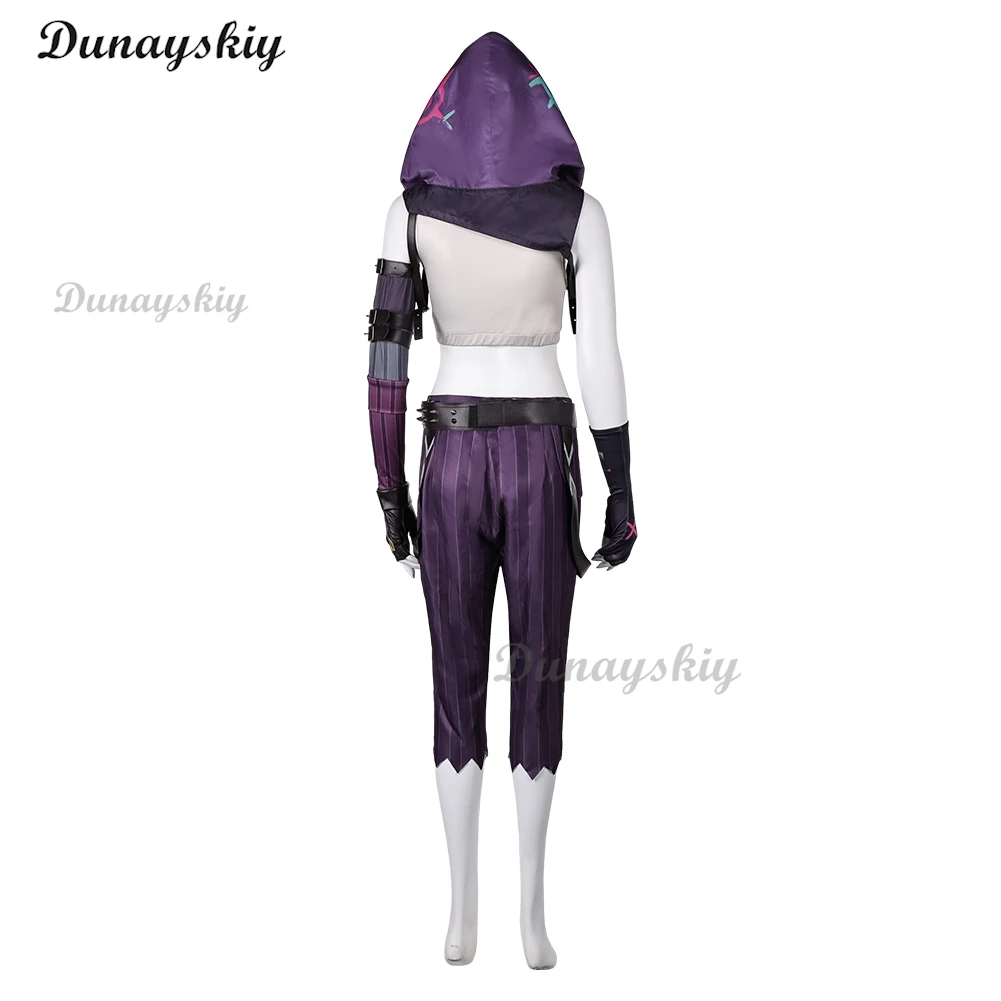 TV 2 Arcane Jinx juego de Cosplay LoL fantasía disfraz pelucas capa guantes conjunto de accesorios ropa 4 trajes de estilo Halloween personalizado