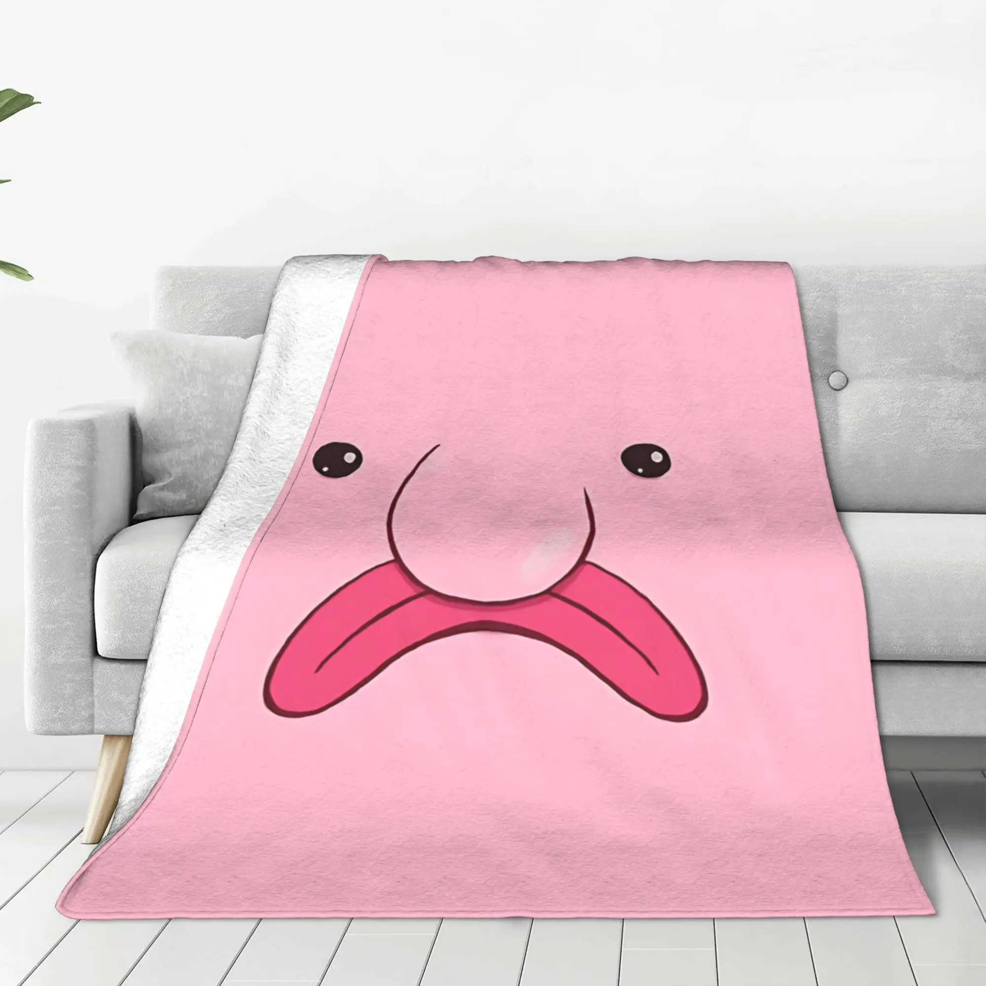 1PC Home Cute Room Decor Funny blobfish Blanket Throw Blanket Pink Whales Novelty Warm Blanket All Season
