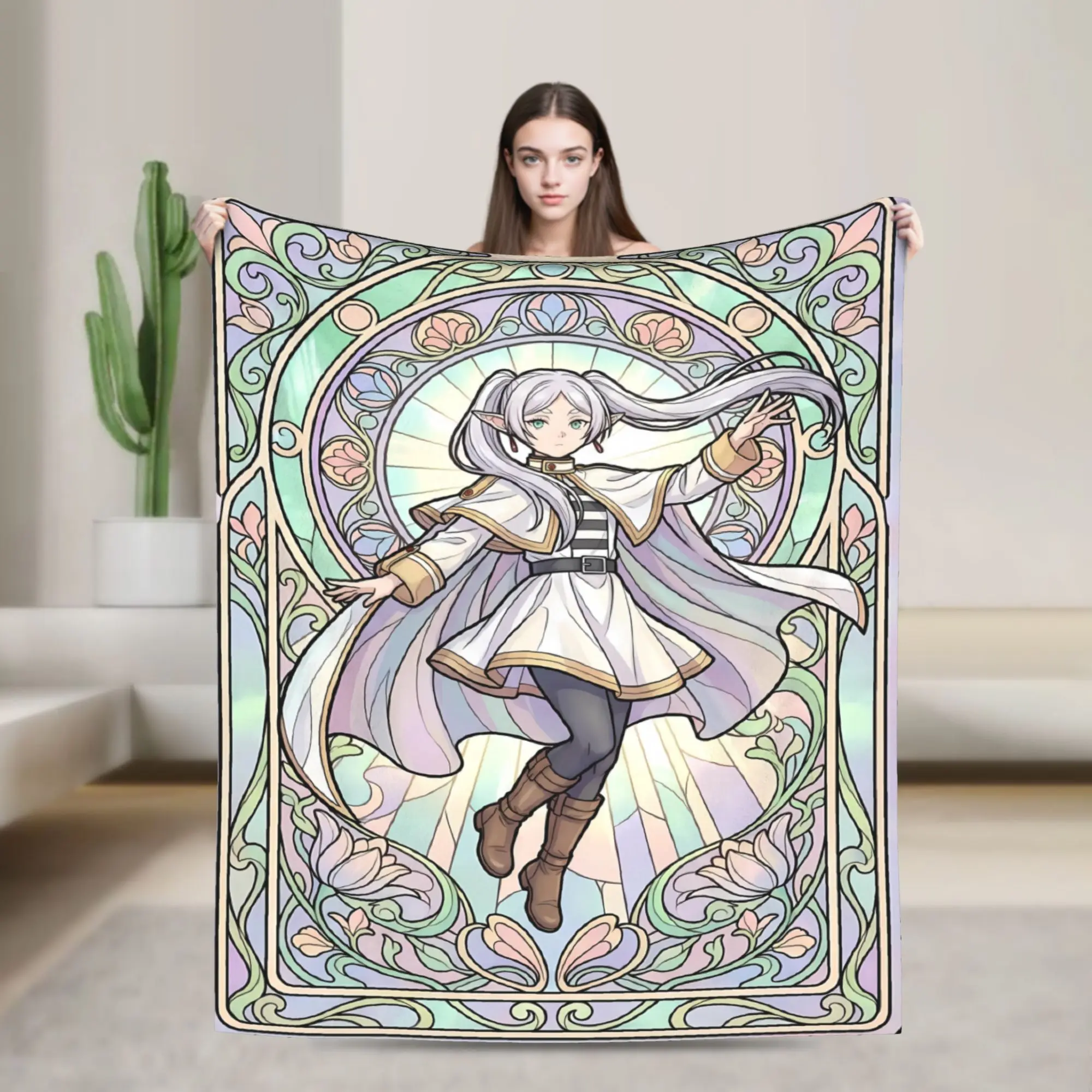Warm Soft Blanket Anime Frierens Beyonds Journey's End Throw Blanket Flannel Bedspread For Home Decor Fluffy Sofa Bed Cover